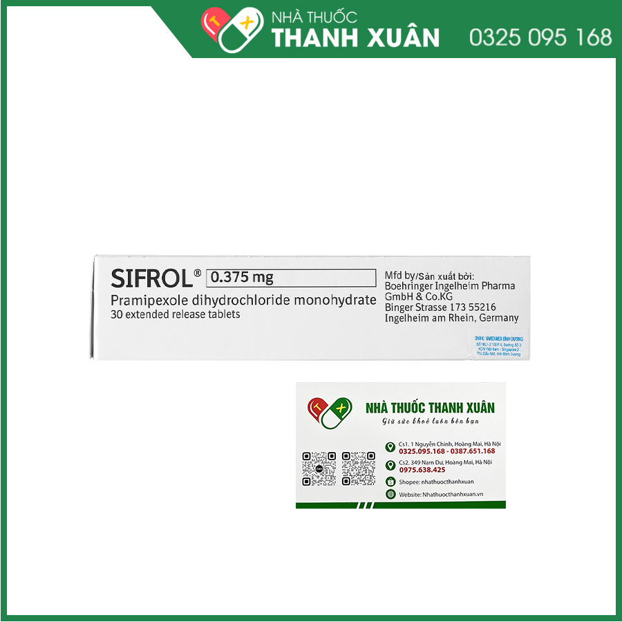 Sifrol 0,375mg thuốc điều trị các dấu hiệu và triệu chứng của bệnh Parkinson vô căn